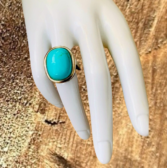 Gorgeous Sterling Silver Turquoise Filigree Circle Ring Size 6 Vintage - Picture 2 of 11